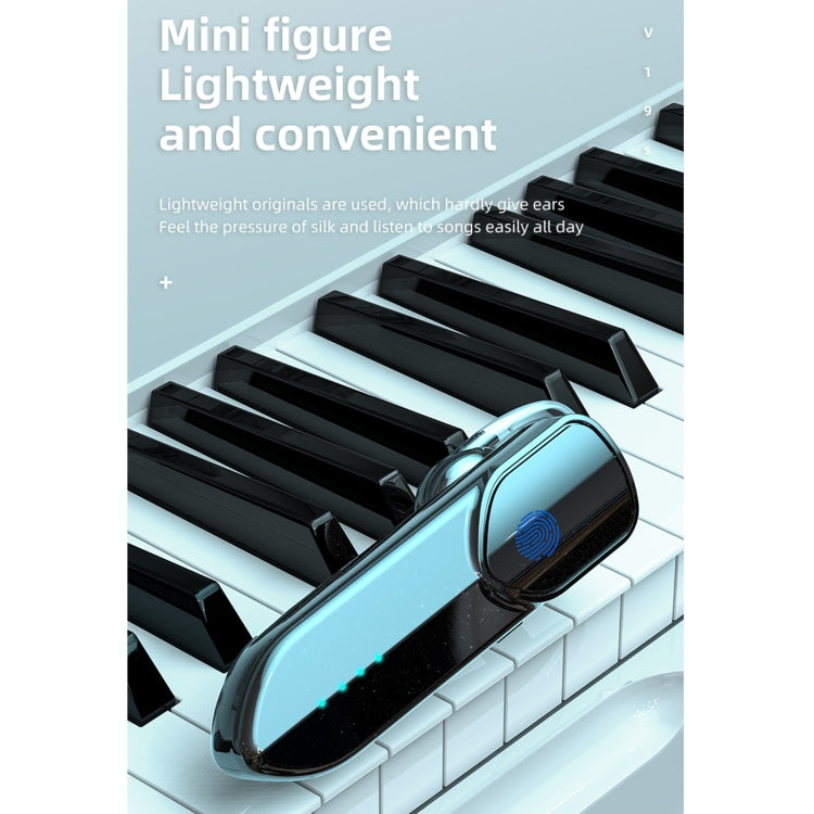 V19S Bluetooth 5.0 Business Style Fingerprint Touch Bluetooth Earphone(Blue) - Bluetooth Earphone by PMC TechLife | Online Shopping South Africa | PMC TechLife