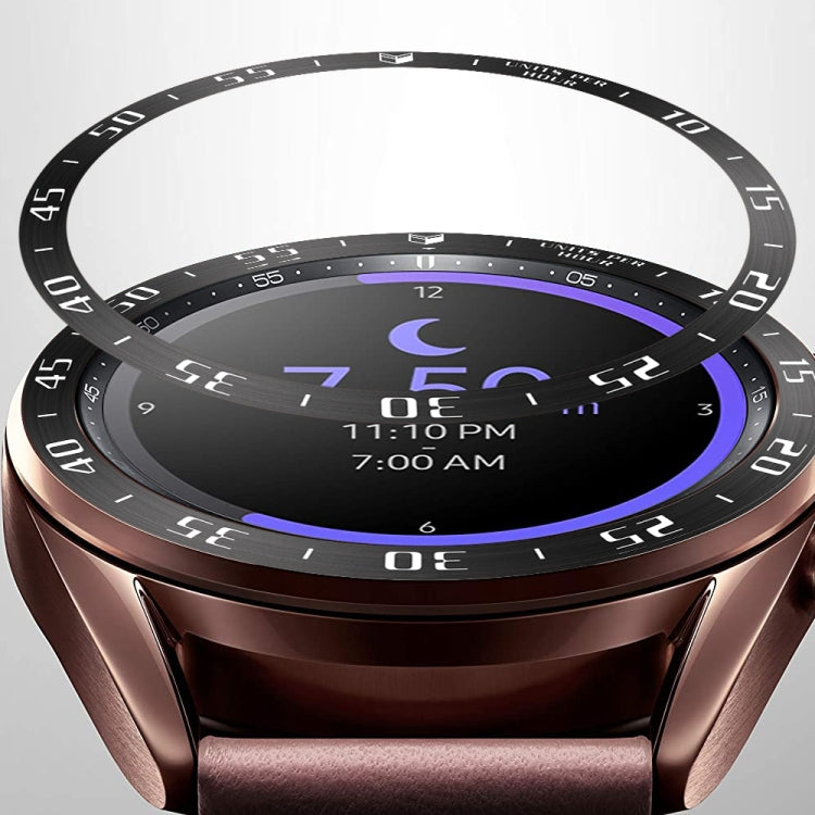 For Samsung Galaxy Watch 3 41mm Smart Watch Steel Bezel Ring, A Version(Black Ring White Letter) - Watch Cases by ENKAY | Online Shopping South Africa | PMC TechLife | Buy Now Pay Later Mobicred