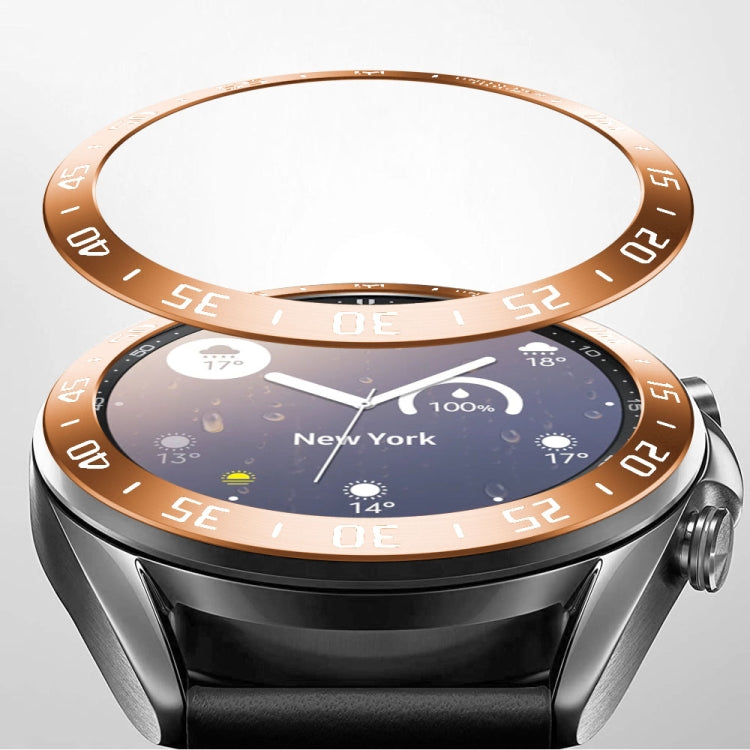 For Samsung Galaxy Watch 3 41mm Smart Watch Steel Bezel Ring, A Version(Rose Gold Ring White Letter) - Watch Cases by ENKAY | Online Shopping South Africa | PMC TechLife | Buy Now Pay Later Mobicred