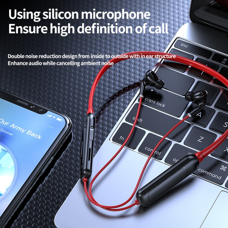 M60 8D Surround Sound Wireless Neck-mounted 5.1 Bluetooth Earphone Support TF Card MP3 Mode(Red) - Neck-mounted Earphone by PMC TechLife | Online Shopping South Africa | PMC TechLife