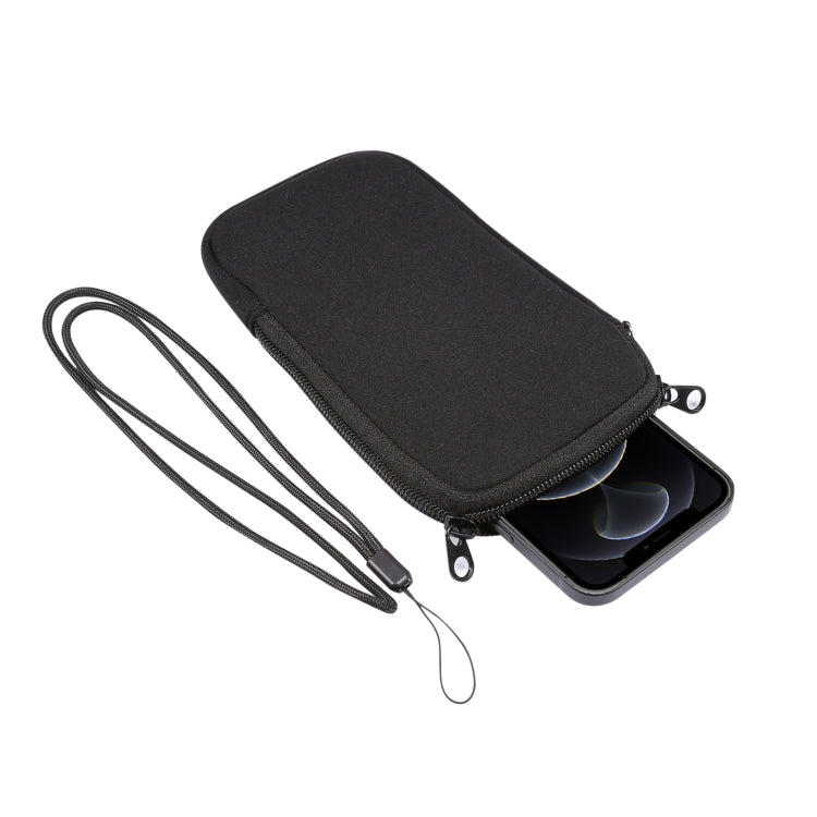 Universal Elasticity Zipper Protective Case Storage Bag with Lanyard For 6.7-6.9 inch Smart Phones(Black) - iPhone 12 Pro Max Cases by PMC TechLife | Online Shopping South Africa | PMC TechLife | Buy Now Pay Later Mobicred