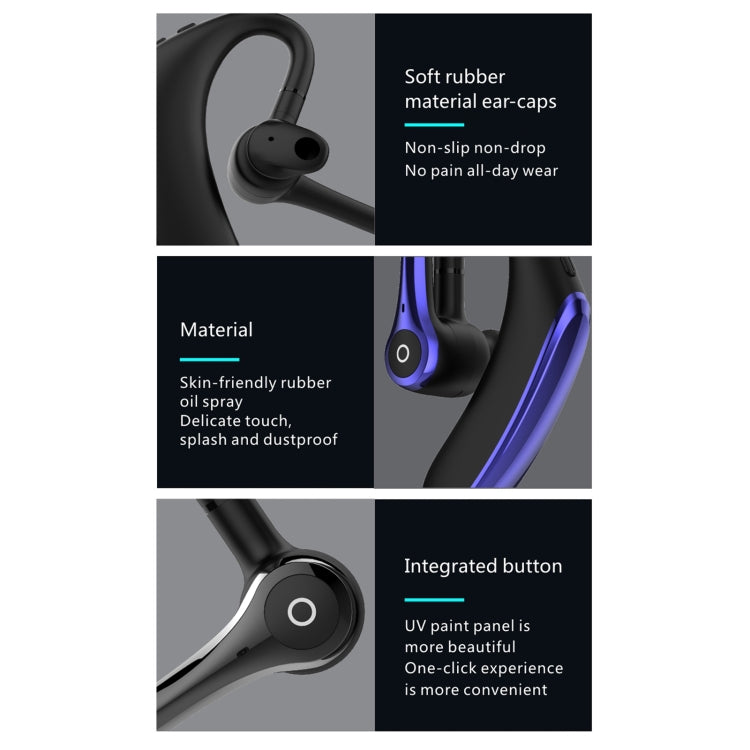 F910 Bluetooth 5.0 Hanging Ear Style Dual Mic Noise Cancelling Bluetooth Earphone(Black Blue) - Bluetooth Earphone by PMC TechLife | Online Shopping South Africa | PMC TechLife
