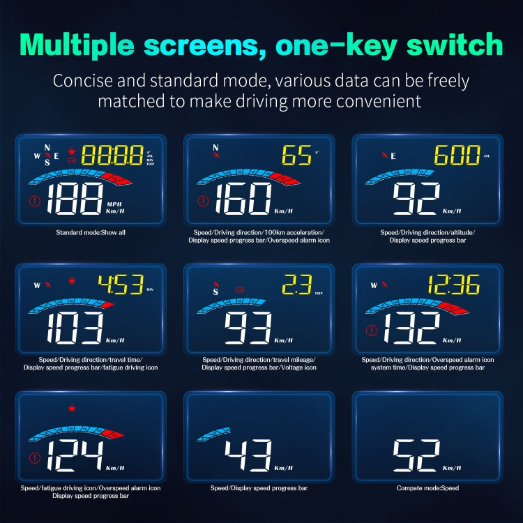 M16 Car HUD Head-up Display GPS Speed Meter Speed / Voltage - Head Up Display System by PMC TechLife | Online Shopping South Africa | PMC TechLife