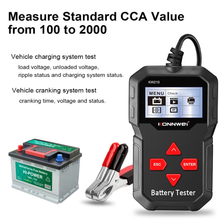 KONNWEI KW210 Car Battery Test Battery Capacity Resistance Battery Detector - Code Readers & Scan Tools by KONNWEI | Online Shopping South Africa | PMC TechLife | Buy Now Pay Later Mobicred