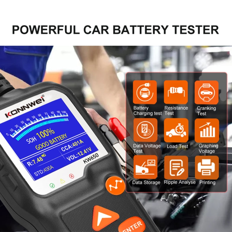 KONNWEI KW650 6V- 12V Car Motorcycle Battery Lawn Mower Detector with 2.4 inch Color Display & Waveform Graph - free shipping - PMC TechLife - Order now!