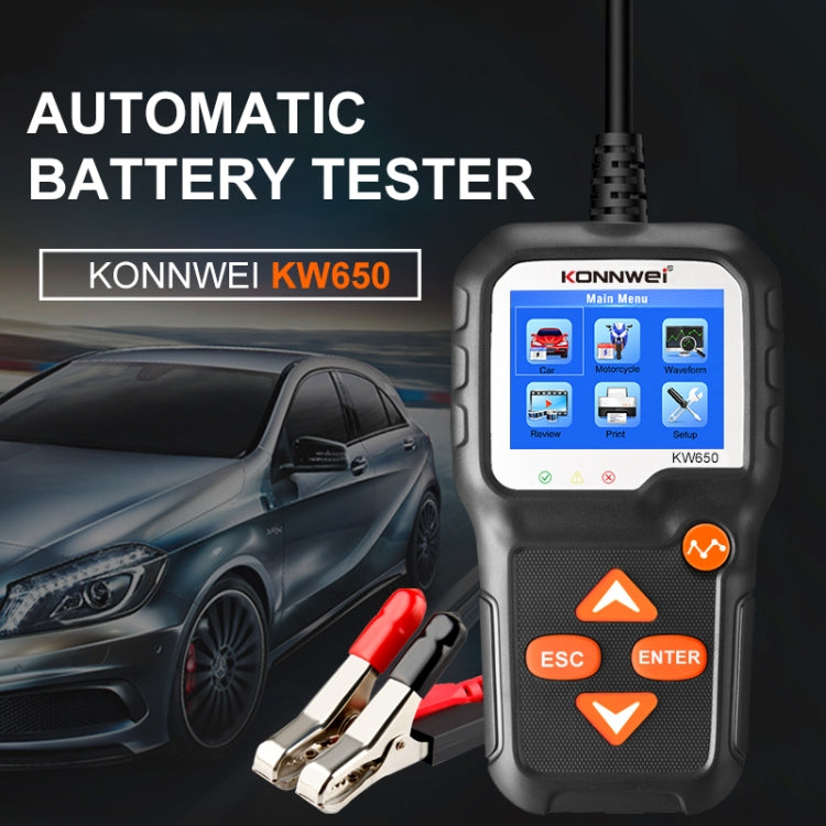 KONNWEI KW650 6V- 12V Car Motorcycle Battery Lawn Mower Detector with 2.4 inch Color Display & Waveform Graph - free shipping - PMC TechLife - Order now!