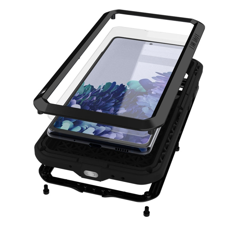 For Samsung Galaxy S20 FE LOVE MEI Metal Shockproof Waterproof Dustproof Protective Case with Glass(Black) - free shipping - PMC TechLife - Order now!