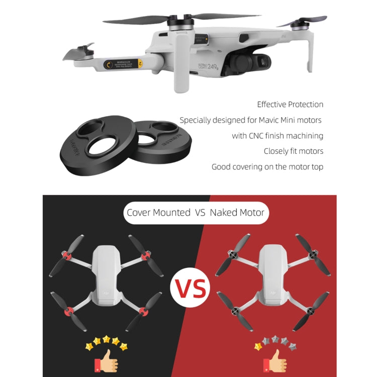 Sunnylife Dust-proof Waterproof Aluminum Alloy Motor Cover for DJI Mini 3 Pro/Mavic Mini/Mini SE(Black) - free shipping - PMC TechLife - Order now!