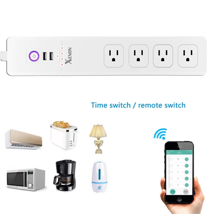 2 x USB Ports + 4 x US Plug Jack WiFi Remote Control Smart Power Socket Works with Alexa & Google Home, Cable Length: 1.5m, AC 110-240V, US Plug - Smart Socket by PMC TechLife | Online Shopping South Africa | PMC TechLife