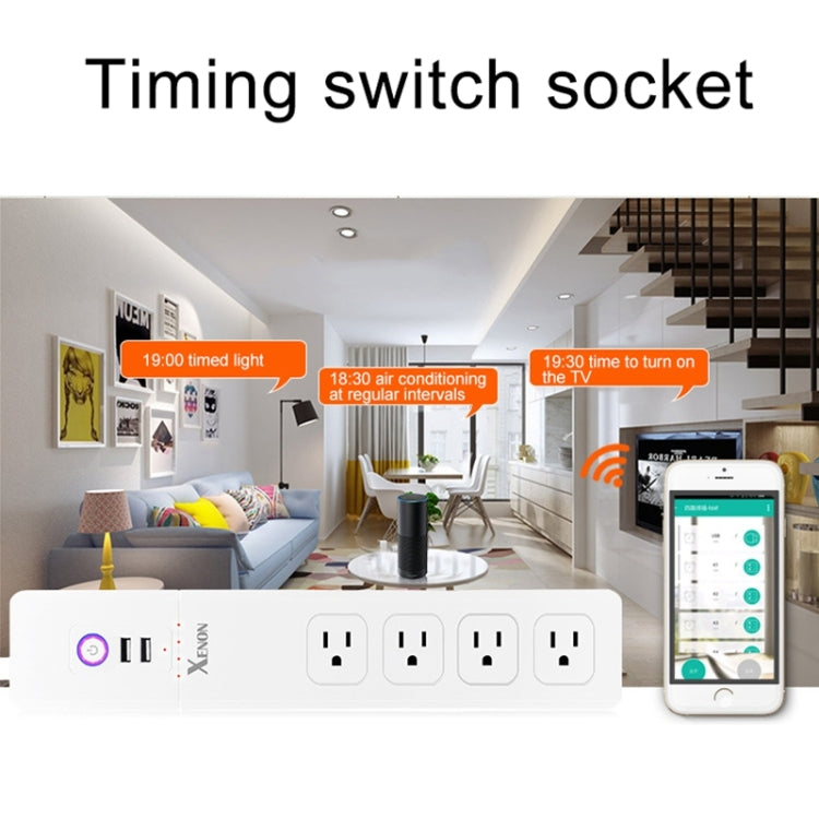 2 x USB Ports + 4 x US Plug Jack WiFi Remote Control Smart Power Socket Works with Alexa & Google Home, Cable Length: 1.5m, AC 110-240V, US Plug - Smart Socket by PMC TechLife | Online Shopping South Africa | PMC TechLife
