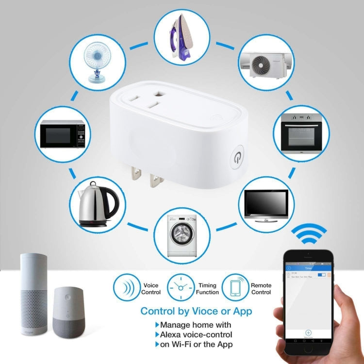 JH-G09U 15A 2.4GHz WiFi Control Hubless Smart Home Power Socket Works with Alexa  & Google Home, AC 100-240V, US Plug (White) - Smart Socket by PMC TechLife | Online Shopping South Africa | PMC TechLife