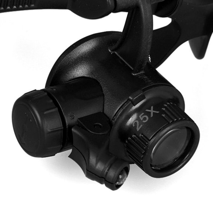 10X 15X 20X 25X Double Eye Glasses Lens Jeweler Watch Repair Head Magnifier with 2 LED Lights(Black) - free shipping - PMC TechLife - Order now!