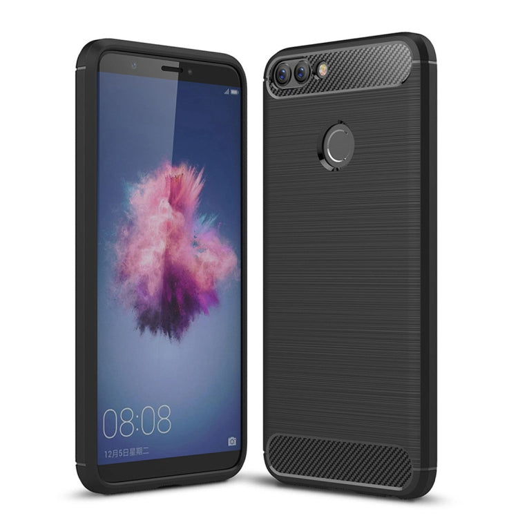 For Huawei  P smart / Enjoy 7S Brushed Texture Carbon Fiber Shockproof TPU Protective Back Case (Black) - Huawei Cases by PMC TechLife | Online Shopping South Africa | PMC TechLife | Buy Now Pay Later Mobicred