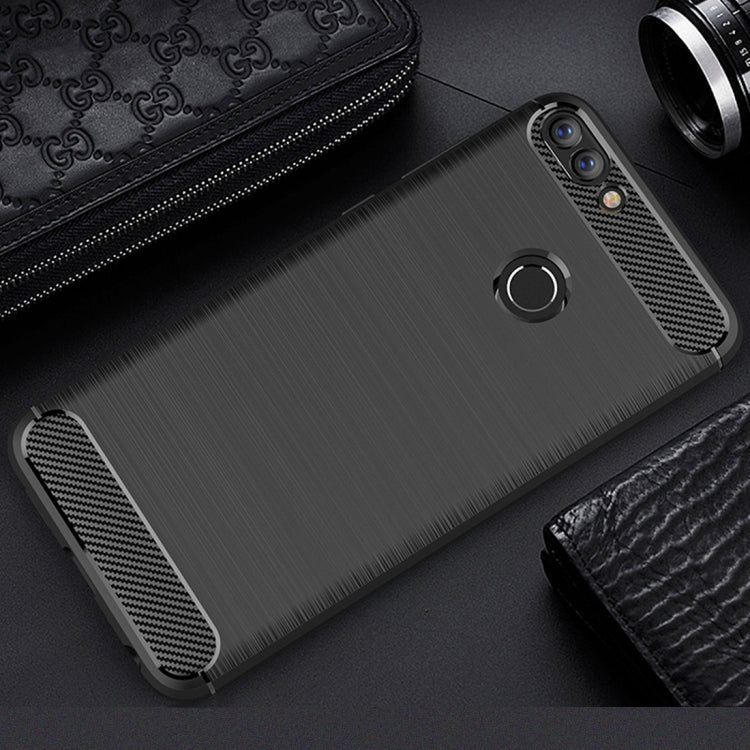 For Huawei  P smart / Enjoy 7S Brushed Texture Carbon Fiber Shockproof TPU Protective Back Case (Black) - Huawei Cases by PMC TechLife | Online Shopping South Africa | PMC TechLife | Buy Now Pay Later Mobicred
