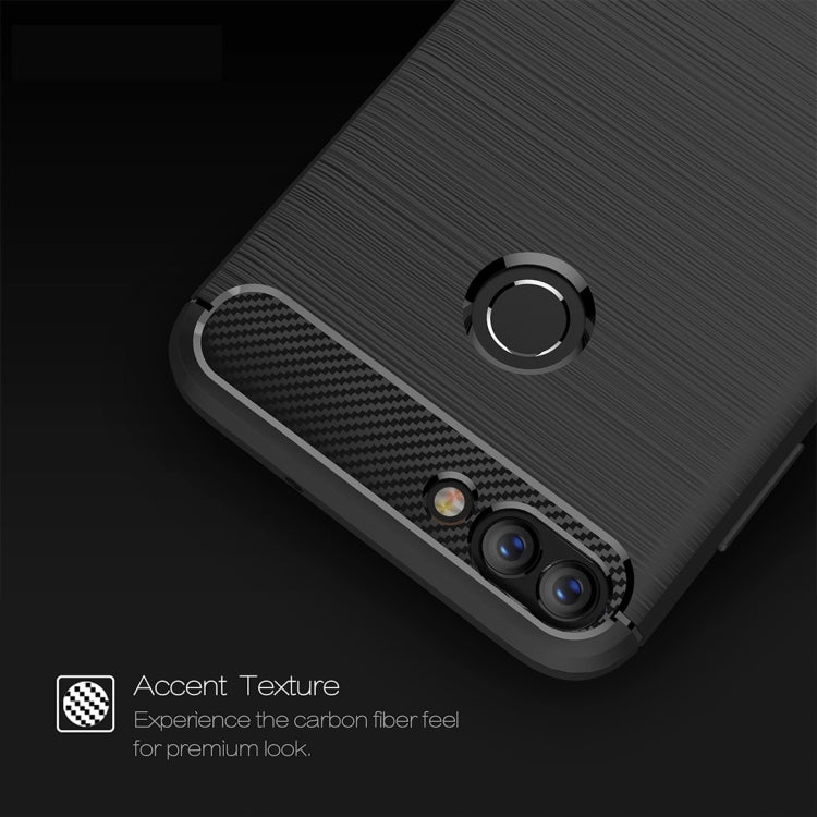 For Huawei  P smart / Enjoy 7S Brushed Texture Carbon Fiber Shockproof TPU Protective Back Case (Black) - Huawei Cases by PMC TechLife | Online Shopping South Africa | PMC TechLife | Buy Now Pay Later Mobicred