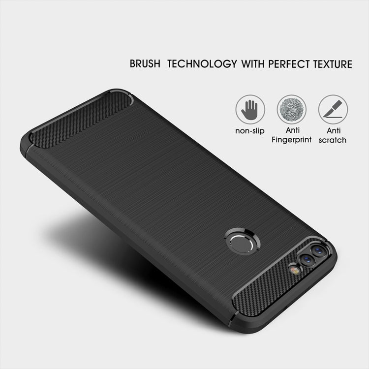 For Huawei  P smart / Enjoy 7S Brushed Texture Carbon Fiber Shockproof TPU Protective Back Case (Black) - Huawei Cases by PMC TechLife | Online Shopping South Africa | PMC TechLife | Buy Now Pay Later Mobicred