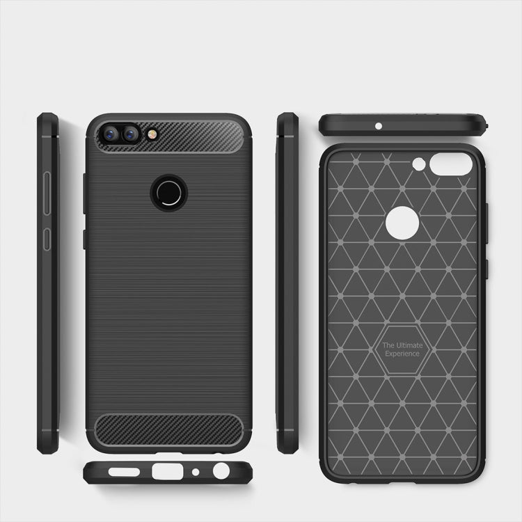For Huawei  P smart / Enjoy 7S Brushed Texture Carbon Fiber Shockproof TPU Protective Back Case (Black) - Huawei Cases by PMC TechLife | Online Shopping South Africa | PMC TechLife | Buy Now Pay Later Mobicred