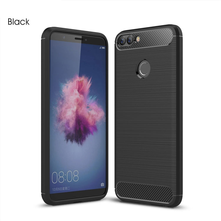 For Huawei  P smart / Enjoy 7S Brushed Texture Carbon Fiber Shockproof TPU Protective Back Case (Black) - Huawei Cases by PMC TechLife | Online Shopping South Africa | PMC TechLife | Buy Now Pay Later Mobicred