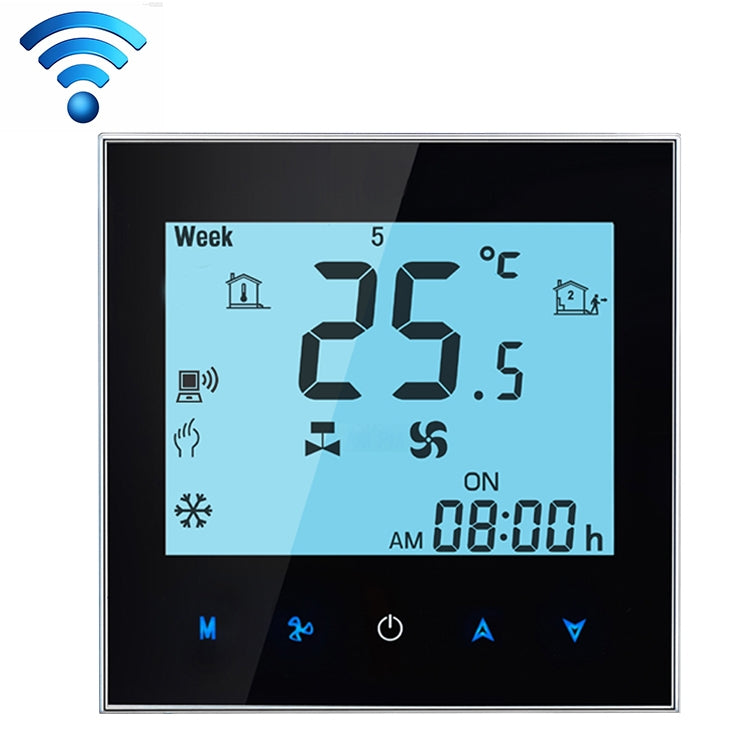 LCD Display Air Conditioning 4-Pipe Programmable Room Thermostat for Fan Coil Unit, Supports Wifi (Black) - free shipping - PMC TechLife - Order now!