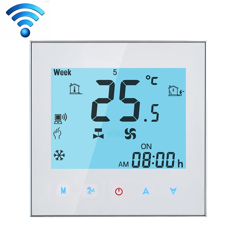 LCD Display Air Conditioning 4-Pipe Programmable Room Thermostat for Fan Coil Unit, Supports Wifi (White) - Thermostat & Thermometer by PMC TechLife | Online Shopping South Africa | PMC TechLife