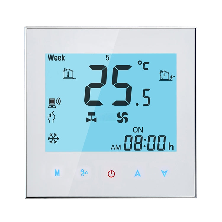 LCD Display Air Conditioning 4-Pipe Programmable Room Thermostat for Fan Coil Unit, Supports Wifi (White) - Thermostat & Thermometer by PMC TechLife | Online Shopping South Africa | PMC TechLife