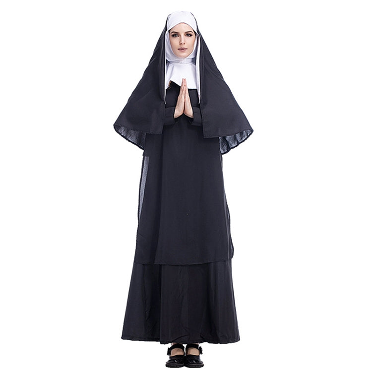 Halloween Costume Women Nun Missionary Cosplay Clothing, Size:L, Bust:108cm, Dress Length:144cm, Shoulder Width:40cm - free shipping - PMC TechLife - Order now!