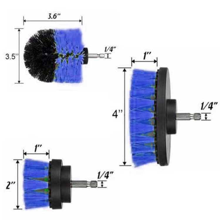 3 PCS Bathroom Kitchen Cleaning Brushes Kit for Electric Drill(Blue) - free shipping - PMC TechLife - Order now!