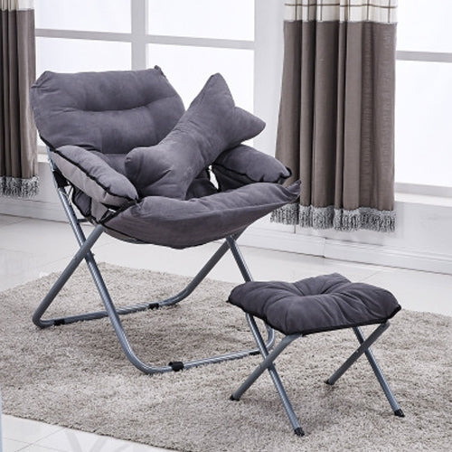 Creative Lazy Folding Sofa Living Room Single Sofa Chair Tatami Lounge Chair with Footrest / Pillow(Grey) - Chairs by PMC TechLife | Online Shopping South Africa | PMC TechLife | Buy Now Pay Later Mobicred