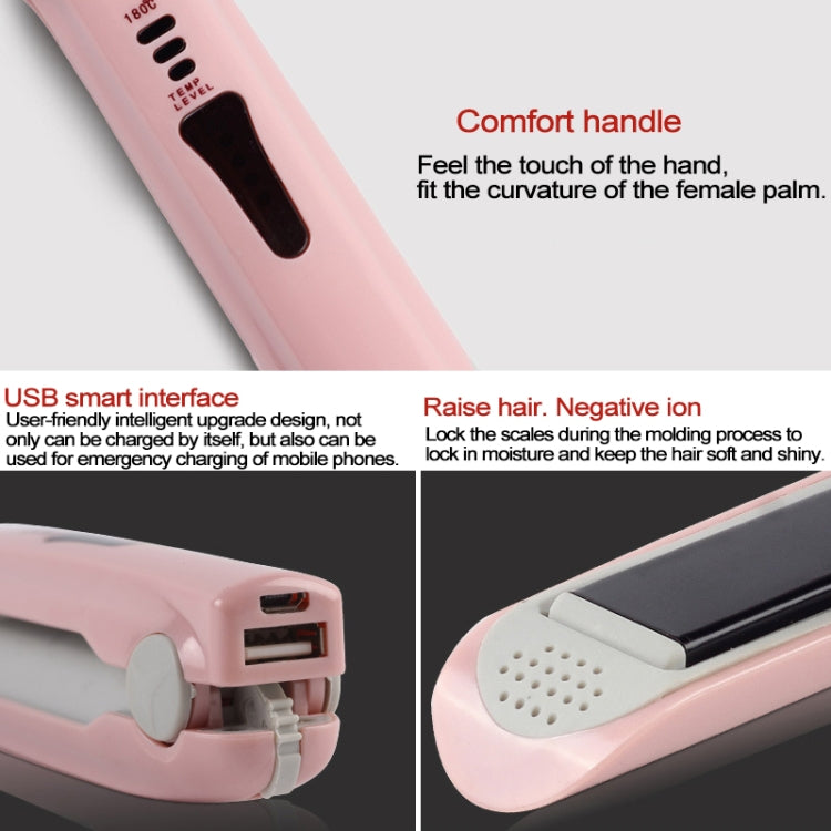 Wireless Mini USB Rechargeable Hair Straightener Hair Curler Double Purpose Hair Splint(White) - free shipping - PMC TechLife - Order now!