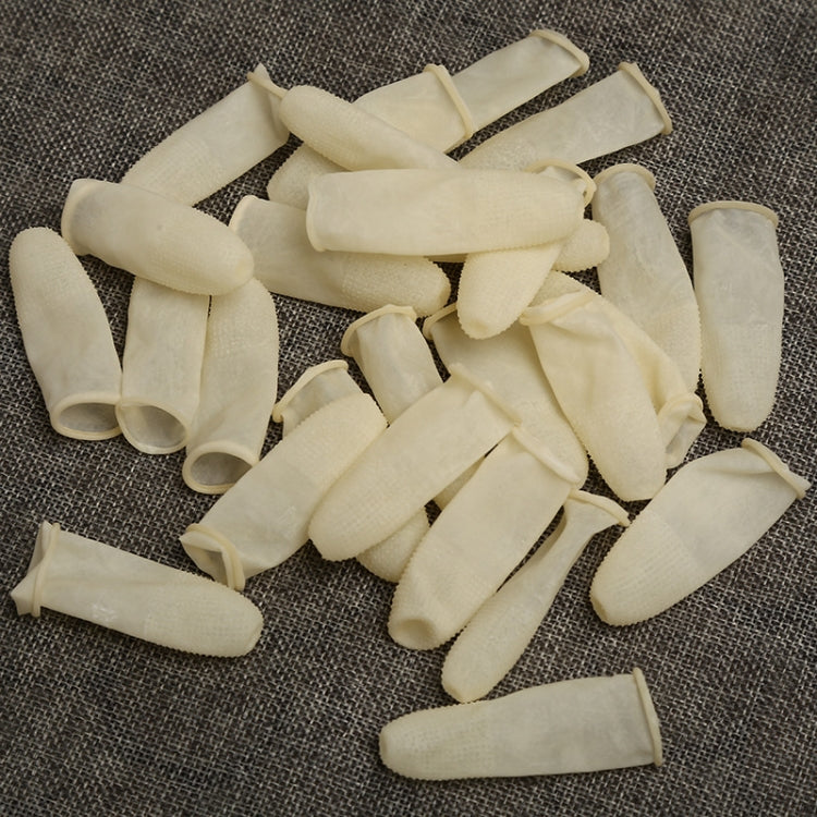 100pcs / Pack Antistatic Antislip Durable Fingertips Latex Protective Gloves, Size: M, 2.6*6.3cm(Khaki) - free shipping - PMC TechLife - Order now!