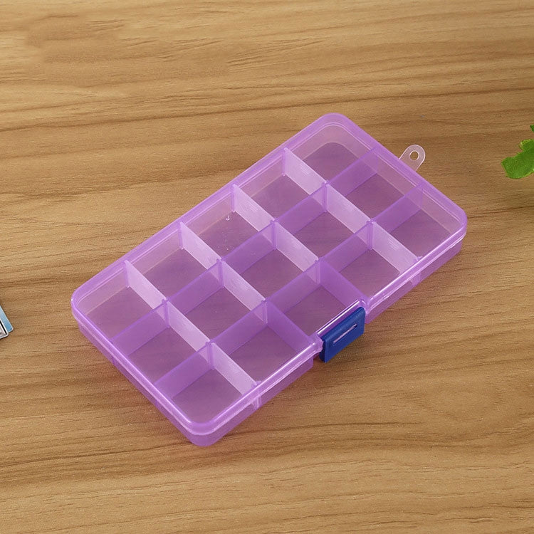 Removable Grid Plastic 15 Slots Box Organizer for Jewelry Earring Fishing Hook Small Accessories(Purple+Blue) - free shipping - PMC TechLife - Order now!