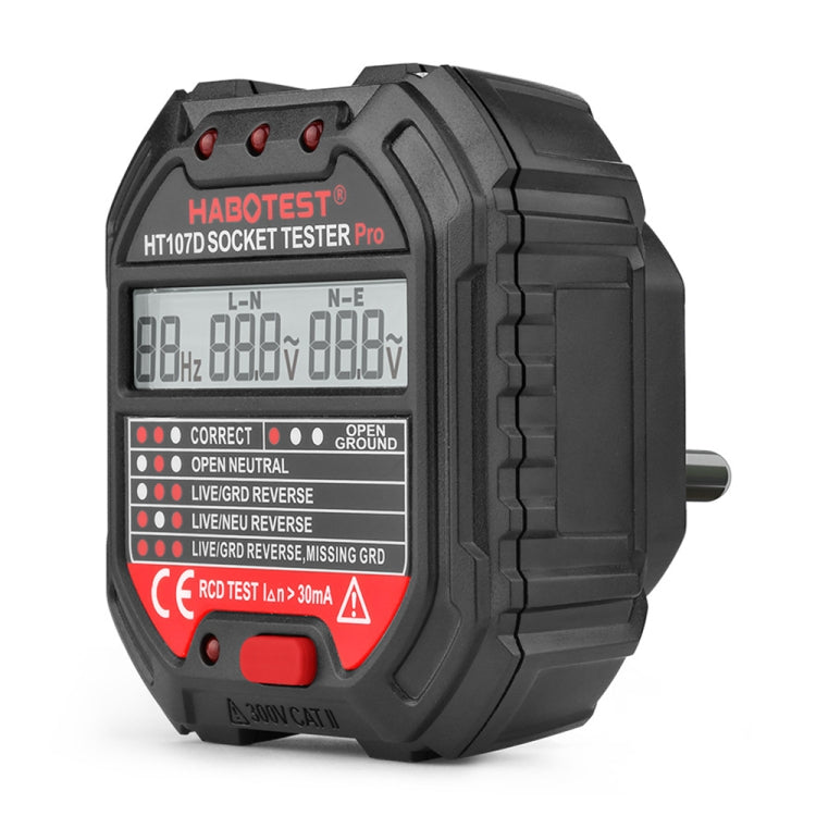 HABOTEST HT107D Multifunctional Digital Display Socket Tester (EU Plug) - Current & Voltage Tester by HABOTEST | Online Shopping South Africa | PMC TechLife | Buy Now Pay Later Mobicred