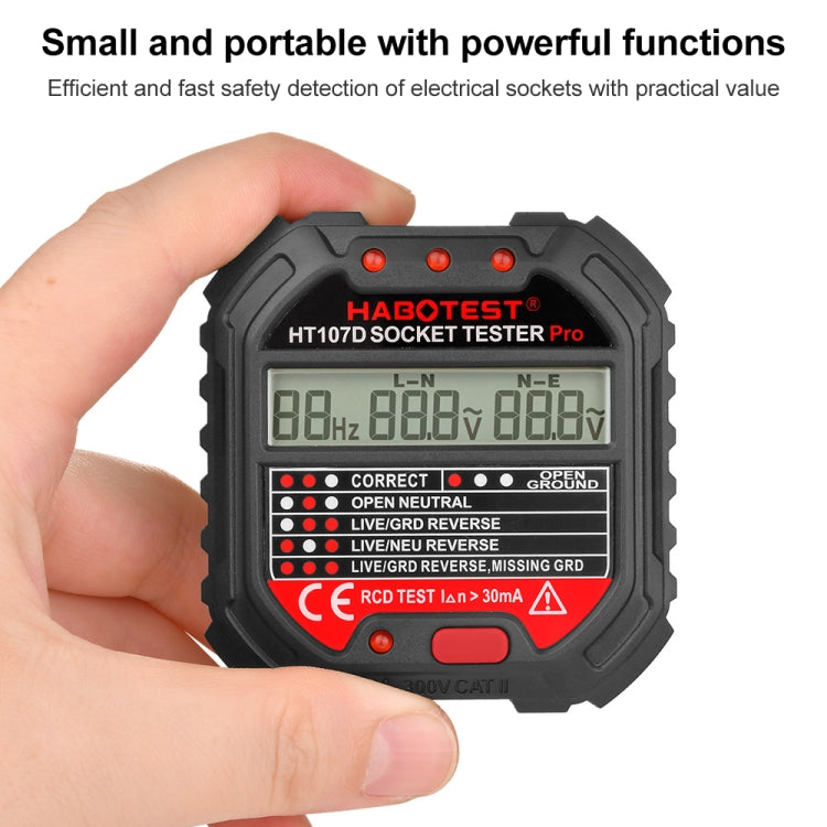 HABOTEST HT107D Multifunctional Digital Display Socket Tester (EU Plug) - Current & Voltage Tester by HABOTEST | Online Shopping South Africa | PMC TechLife | Buy Now Pay Later Mobicred