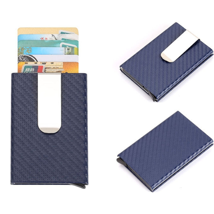 Carbon Fiber Antimagnetic Solid Color Credit Card Holder Money Clip Wallet, Size: 10*6.6cm(Blue) - free shipping - PMC TechLife - Order now!