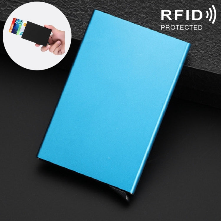 Antimagnetic Stainless Steel PU Business Card Holder Credit Card Case, Size: 10*6.2*0.8cm(Blue) - free shipping - PMC TechLife - Order now!