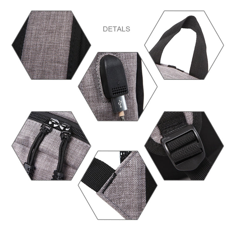 Universal Multi-Function Oxford Cloth Laptop Shoulders Bag Backpack with External USB Charging Port, Size: 46x32x12cm, For 15.6 inch and Below Macbook, Samsung, Lenovo, Sony, DELL Alienware, CHUWI, ASUS, HP(Black) - Backpack by PMC TechLife | Online Shopping South Africa | PMC TechLife