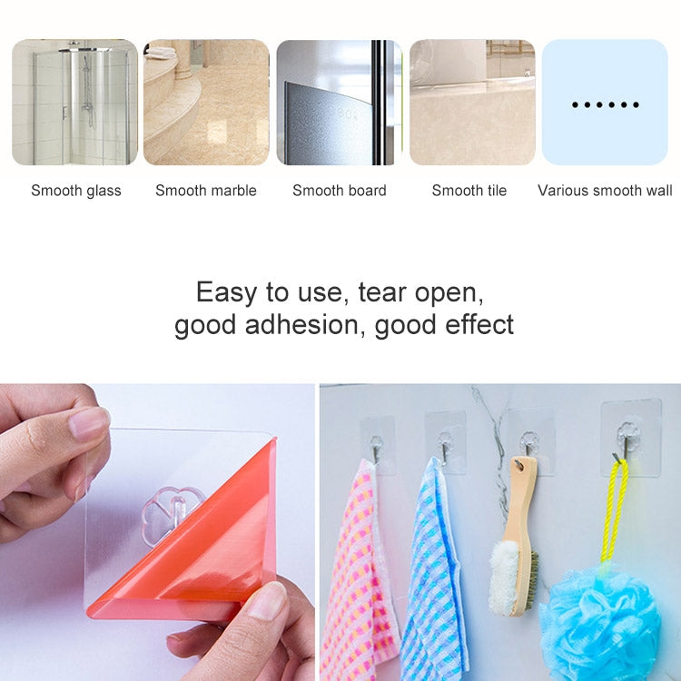 10pcs PVC + Stainless Steel Thick Plum Shape Seamless Adhesive Hook Waterproof Transparent Strong Stick Hook Kitchen Wall Mount - free shipping - PMC TechLife - Order now!