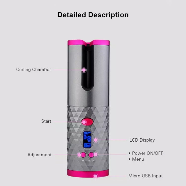 USB Charging Automatic Hair Curler Portable Mini Wireless Multi-function Curling Iron with LCD Display (Grey) - Hair Curler by PMC TechLife | Online Shopping South Africa | PMC TechLife