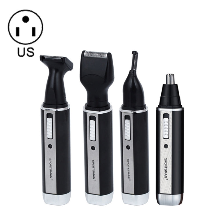 SPORTSMAN Four-in-one Rechargeable Ear Nose Trimmer Electric Shaver Beard Face Eyebrows Hair Trimmer For Men, US Plug(Black, 110V) - free shipping - PMC TechLife - Order now!