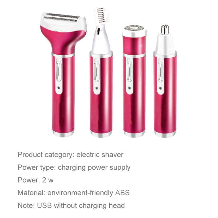 4 In 1  USB Rechargeable Vibrissa Eyebrows Trimmer Body Hair Denuding Machine Set with USB Cable(Purple) - free shipping - PMC TechLife - Order now!