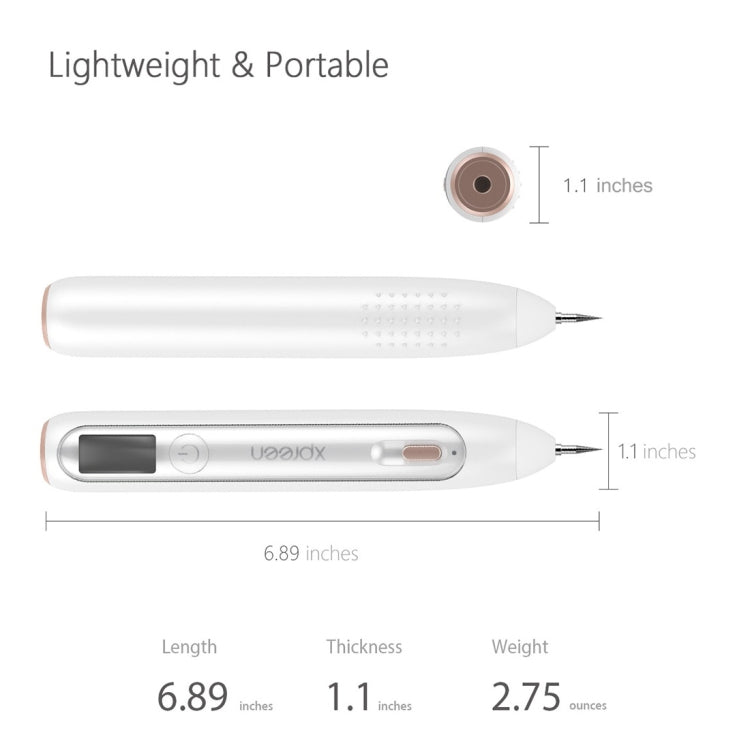 XPREEN XPRE051 Professional Wireless Rechargeable Mole Freckle Dark Spots Tattoo Wart Removal Pen Skin Tag Spot Eraser Pro Beauty Sweep Spot Pen Kit With LED Screen & Spotlight(White) - free shipping - PMC TechLife - Order now!