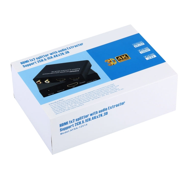 HDMI 1x2 Splitter with Audio Extractor, Support 5.1CH / 2CH, 4Kx2K, 3D - Splitter by PMC TechLife | Online Shopping South Africa | PMC TechLife
