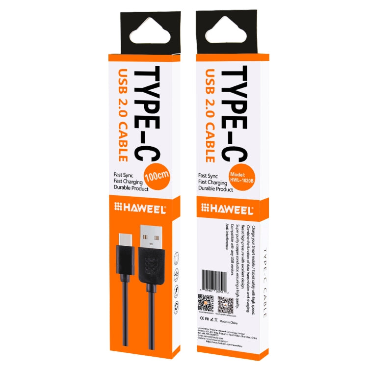 HAWEEL 1m USB-C / Type-C to USB 2.0 Data & Charging Cable(Black) - free shipping - PMC TechLife - Order now!