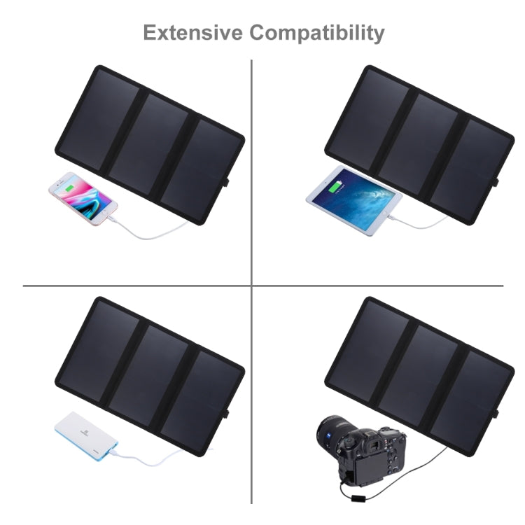 HAWEEL 21W Ultrathin 3-Fold Foldable 5V / 3A Solar Panel Charger with Dual USB Ports, Support QC3.0 and AFC(Black) - free shipping - PMC TechLife - Order now!