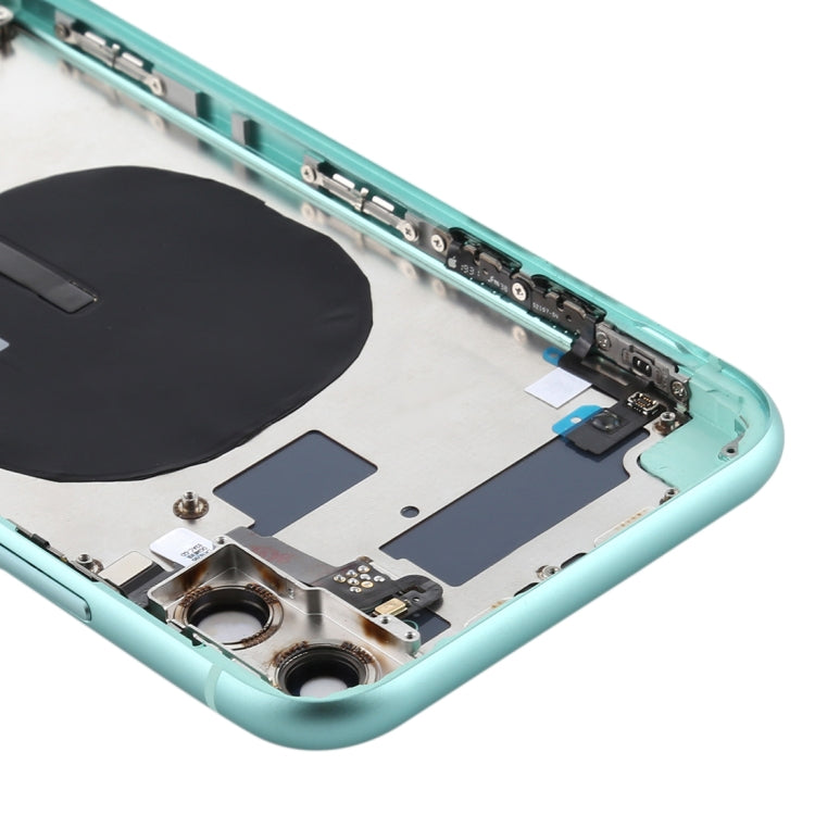 Battery Back Cover Assembly (with Side Keys & Power Button + Volume Button Flex Cable & Wireless Charging Module & Motor & Charging Port & Speaker Ringer Buzzer & Card Tray & Camera Lens Cover) for iPhone 11(Green) - Back Cover by PMC TechLife | Online Shopping South Africa | PMC TechLife | Buy Now Pay Later Mobicred
