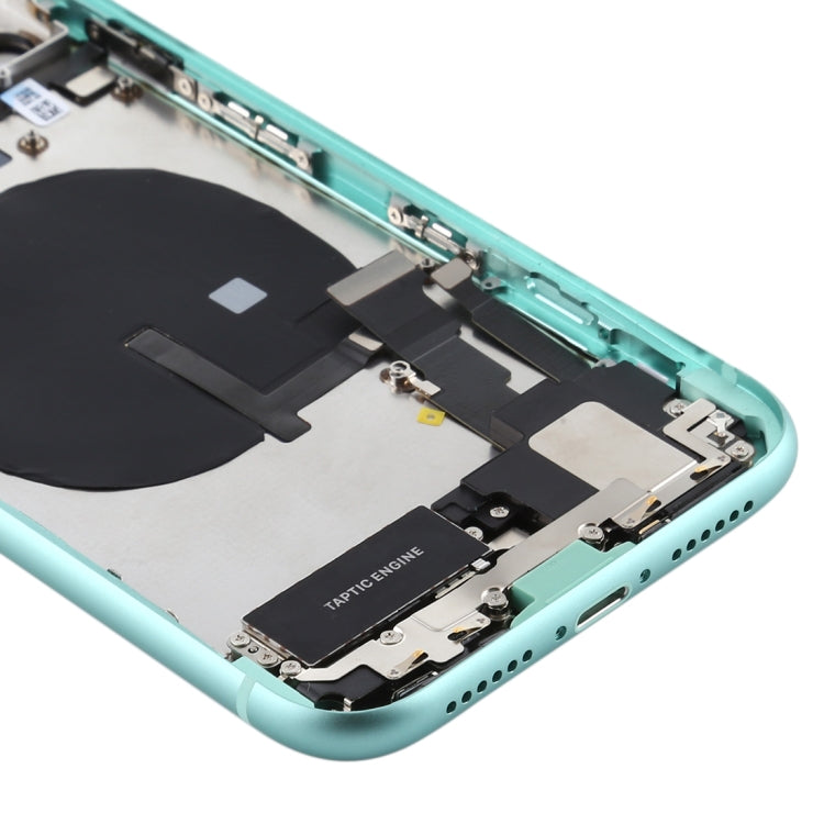 Battery Back Cover Assembly (with Side Keys & Power Button + Volume Button Flex Cable & Wireless Charging Module & Motor & Charging Port & Speaker Ringer Buzzer & Card Tray & Camera Lens Cover) for iPhone 11(Green) - Back Cover by PMC TechLife | Online Shopping South Africa | PMC TechLife | Buy Now Pay Later Mobicred