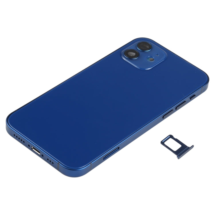 Battery Back Cover Assembly (with Side Keys & Speaker Ringer Buzzer & Motor & Camera Lens & Card Tray & Power Button + Volume Button + Charging Port & Wireless Charging Module) for iPhone 12(Blue) - Back Cover by PMC TechLife | Online Shopping South Africa | PMC TechLife