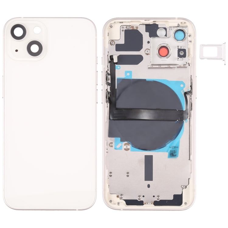 For iPhone 13 Battery Back Cover with Side Keys & Card Tray & Power + Volume Flex Cable & Wireless Charging Module(White) - Back Cover by PMC TechLife | Online Shopping South Africa | PMC TechLife