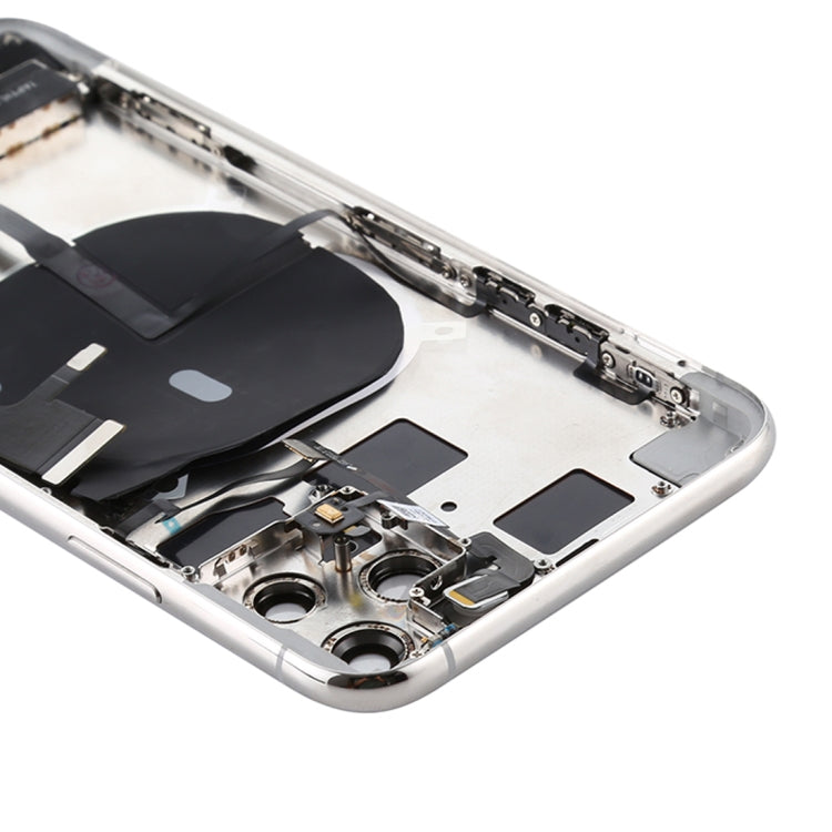 Battery Back Cover Assembly (with Side Keys & Power Button + Volume Button Flex Cable & Wireless Charging Module & Motor & Charging Port & Speaker Ringer Buzzer & Card Tray & Camera Lens Cover) for iPhone 11 Pro(Silver) - Back Cover by PMC TechLife | Online Shopping South Africa | PMC TechLife