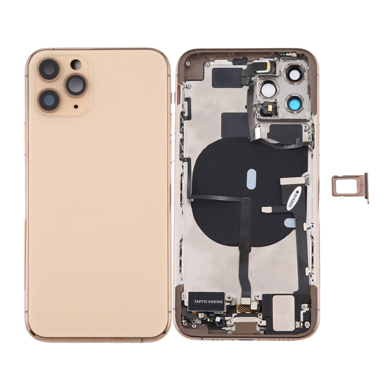 Battery Back Cover Assembly (with Side Keys & Power Button + Volume Button Flex Cable & Wireless Charging Module & Motor & Charging Port & Speaker Ringer Buzzer & Card Tray & Camera Lens Cover) for iPhone 11 Pro Max(Gold) - Back Cover by PMC TechLife | Online Shopping South Africa | PMC TechLife